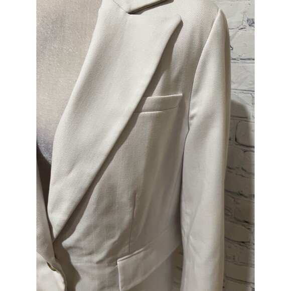 Banana Republic Herringbone Single Button Blazer Off White Rayon Blend Size 8 - Picture 2 of 7